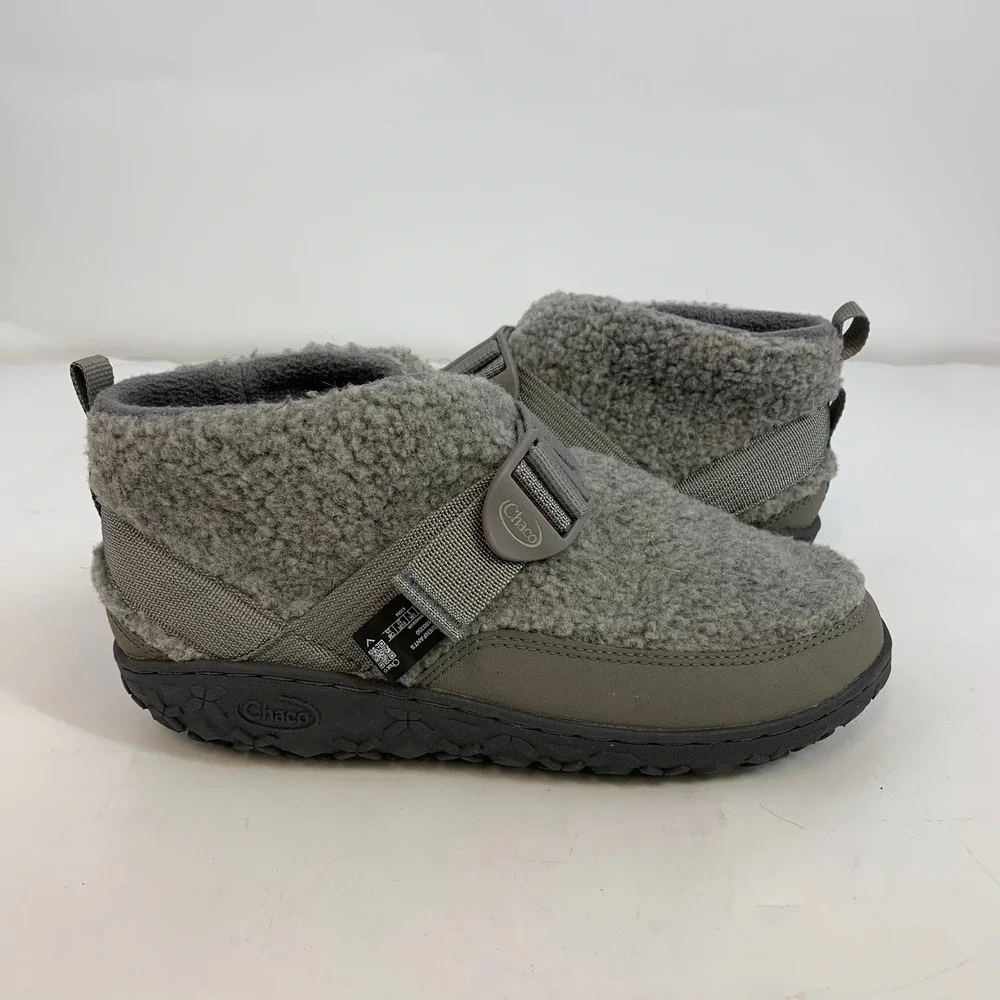 Chaco Revel Chelsea Cozy Gray‎ Fleece Adjustable Strap Ankle Boots Shoes
